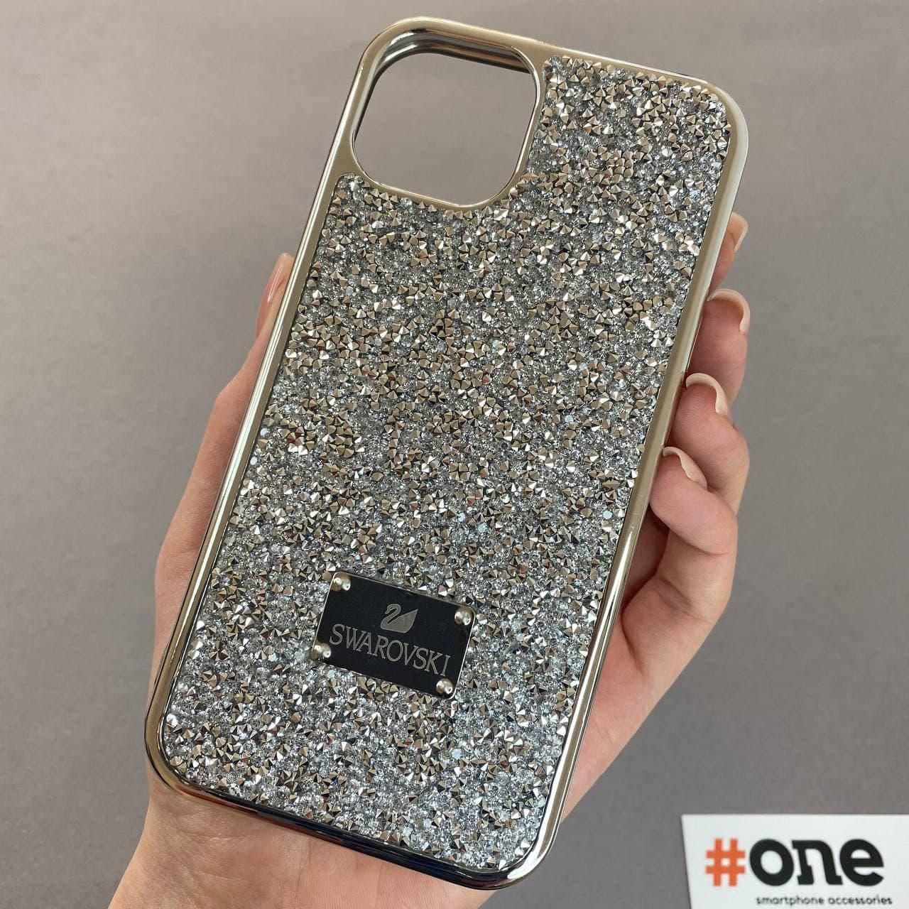 

Чехол для Apple iPhone 13 с камнями сваровски женский чехол на телефон айфон 13 серебристый S2Q