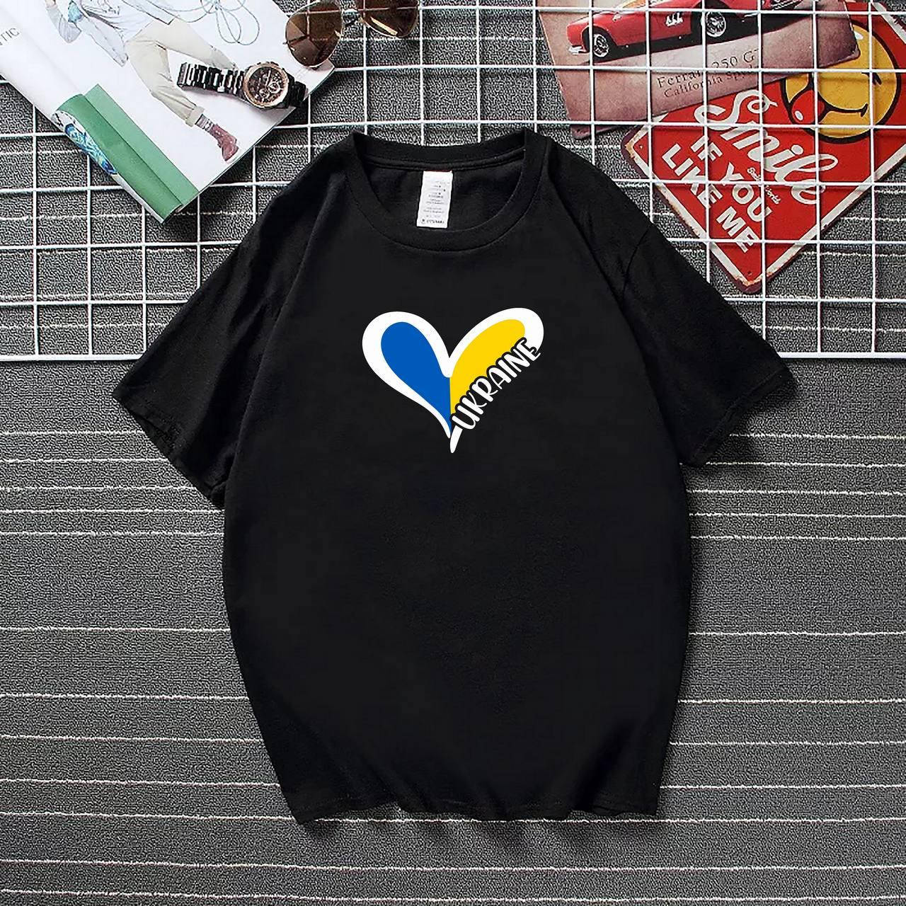 

Футболка женская патриотическая с флагом Украина Черный, 46/48