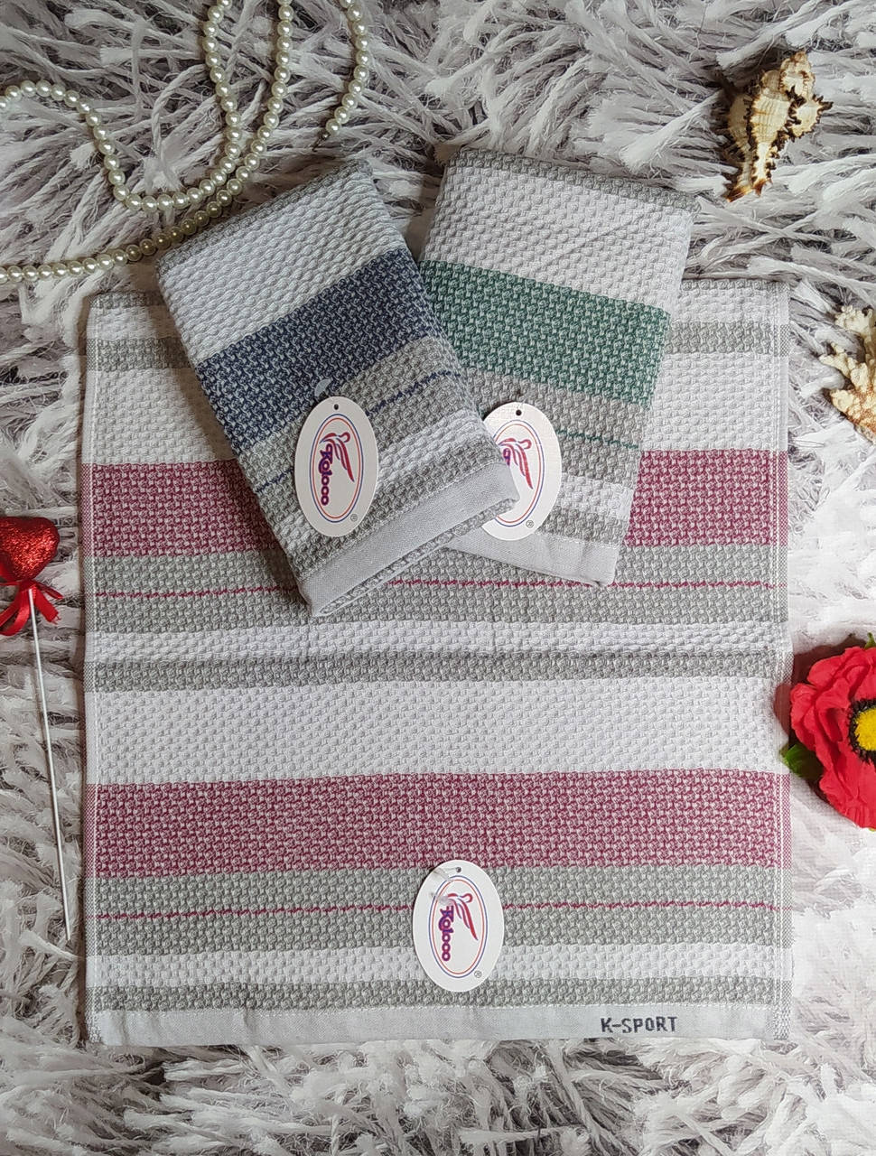 

Полотенце для кухни вафельное размер 75х35 см хлопок с петелькой Koloco П 6063, Разные цвета