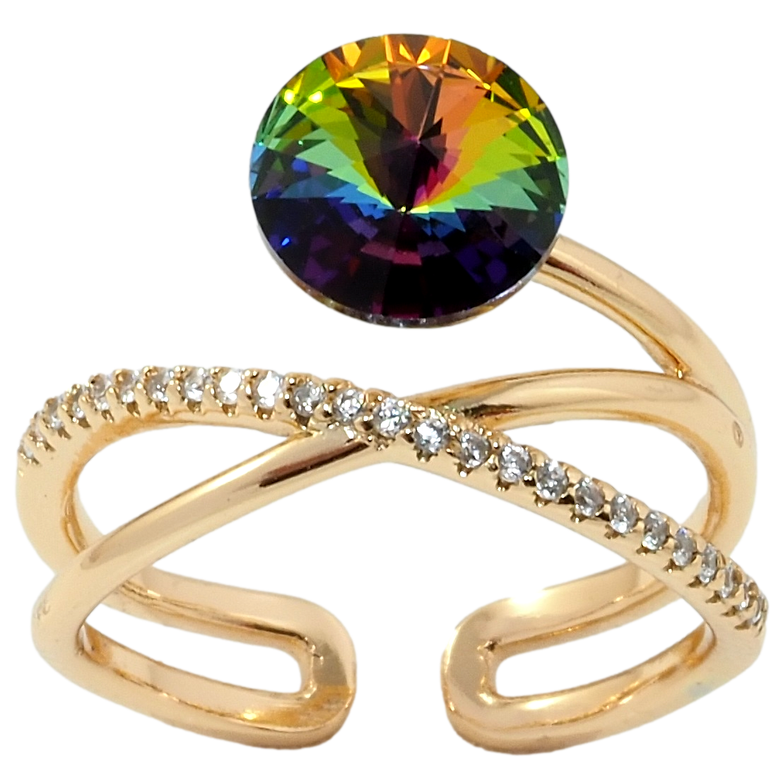 

Кольцо Xuping Позолота 18K с кр-ми Swarovski "Кристалл Vitrail Medium" р.16-17