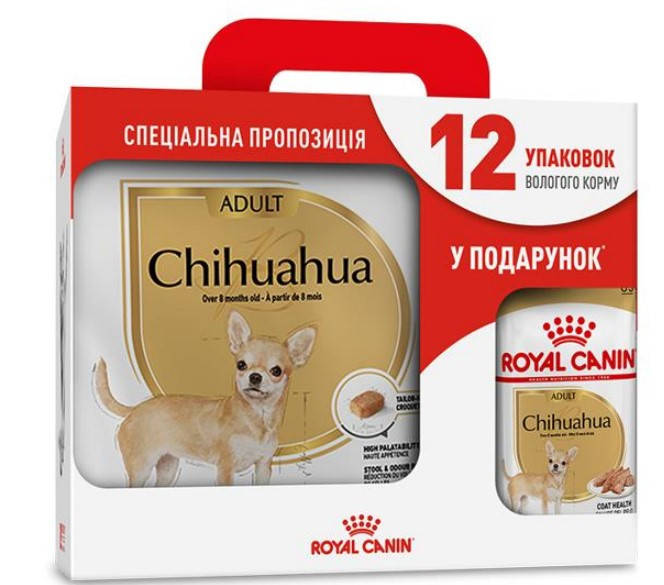 

Royal Canin Chihuahua 3 кг для собак породы чихуахуа + 12 паучей в подарок
