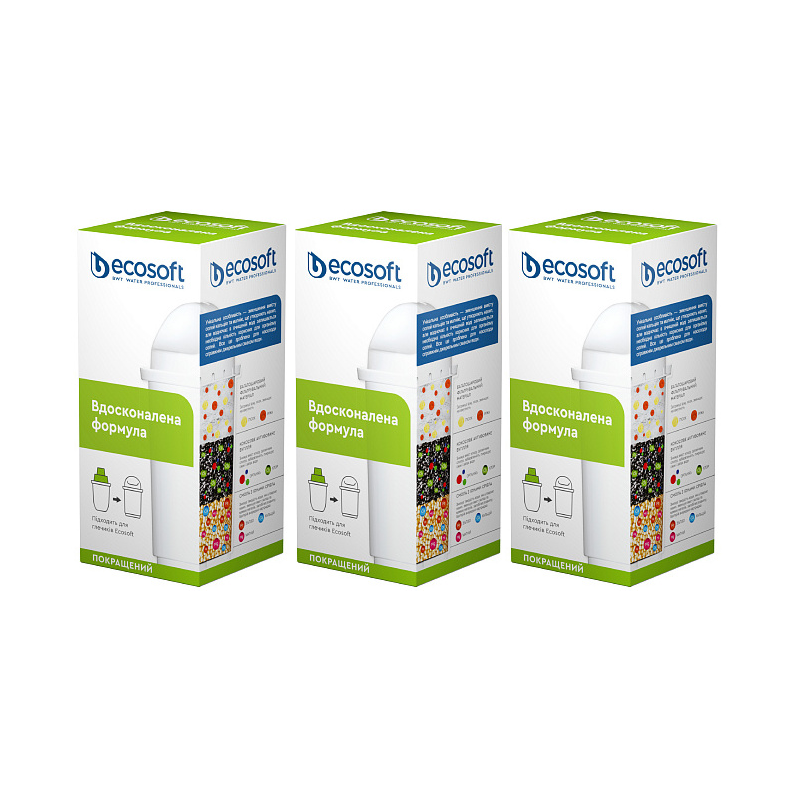 

Комплект улучшенных картриджей Ecosoft для фильтров-кувшинов (3 шт)