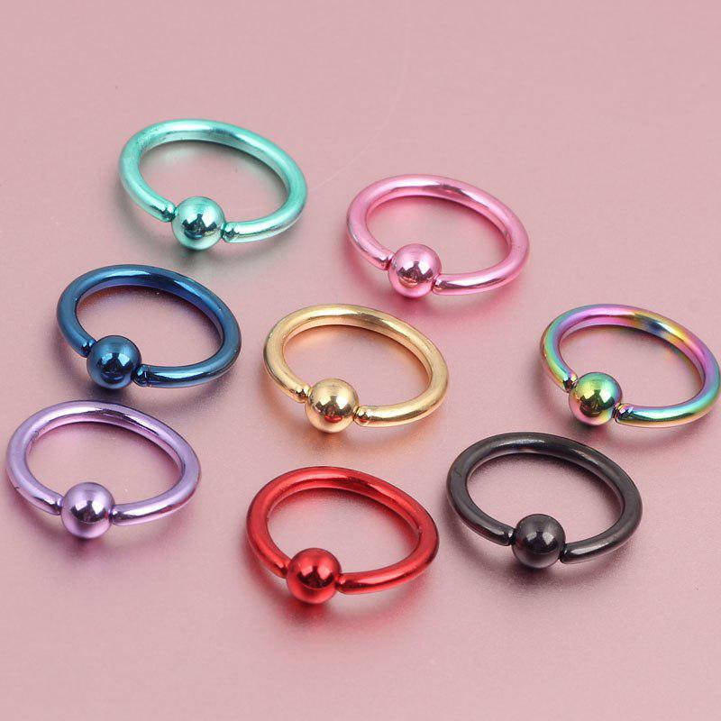 

Кольцо с шариком (хир. сталь, разные цвета)