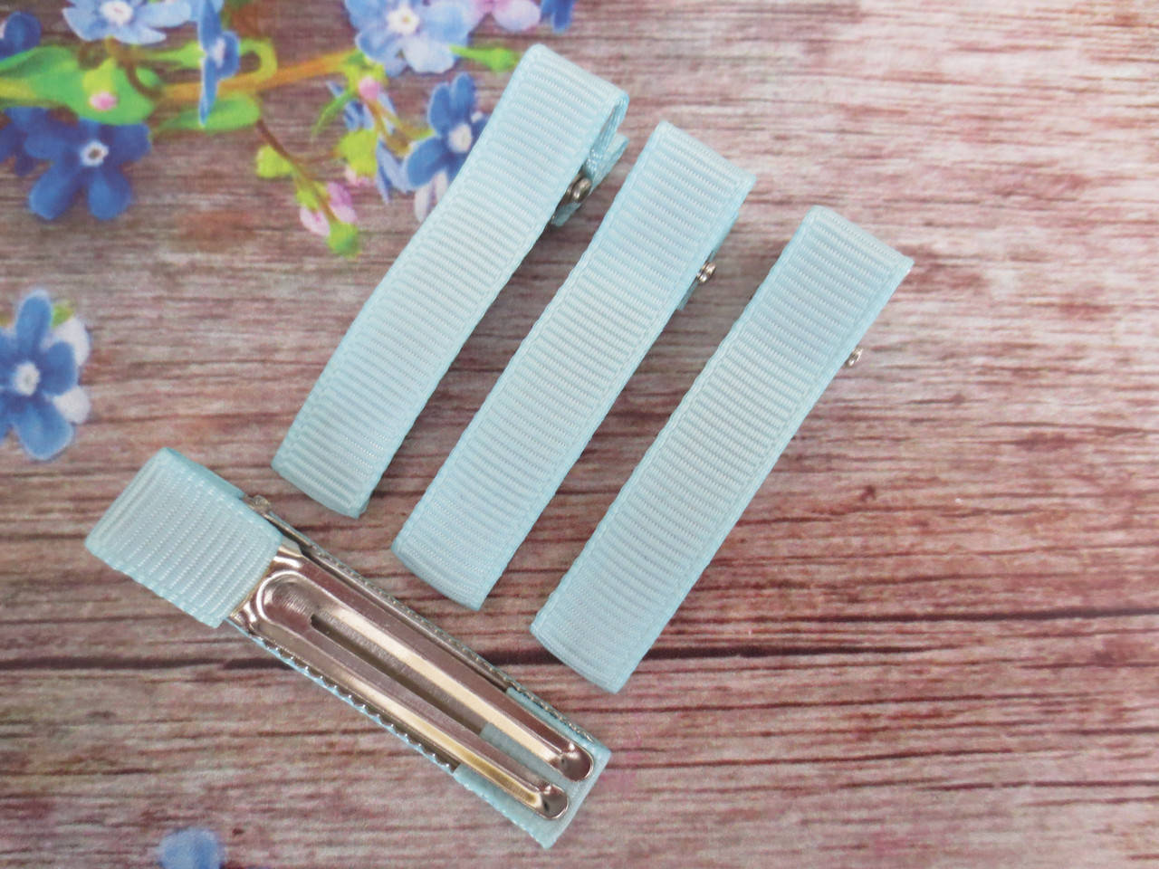 

Металлическая заколка с репсовой лентой, 5 см., цвет ГОЛУБОЙ