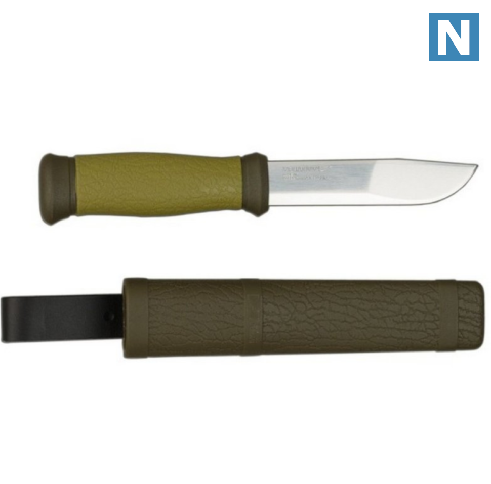 

Туристический нож Morakniv Outdoor 2000 нержавейка (клинок 109мм, нож 220мм, 2.5мм, 141г, ножны, зеленый), Зелёный