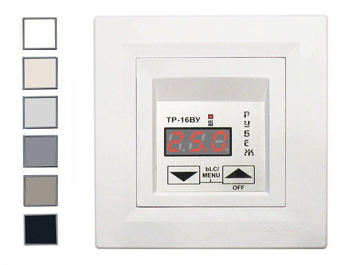

Терморегулятор, термостат для теплого пола цифровой РУБЕЖ ТР-16ВУ Schneider (белый)