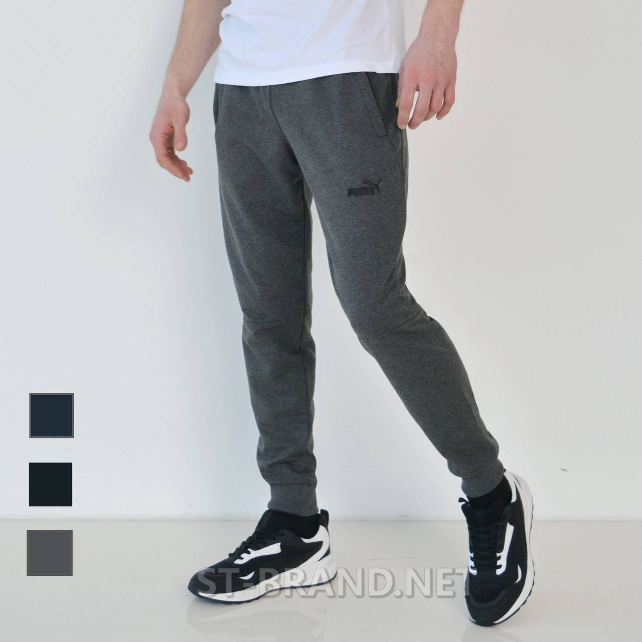 

Размеры: 44-54. Серые мужские спортивные штаны на манжете из трикотажа двунитки, Серый