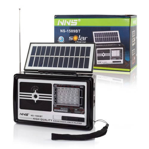 

Радиоприемник NNS NS-1589BT с солнечной панелью Серый FM/AM/SW/USB/microSD(TF) LED фонарик