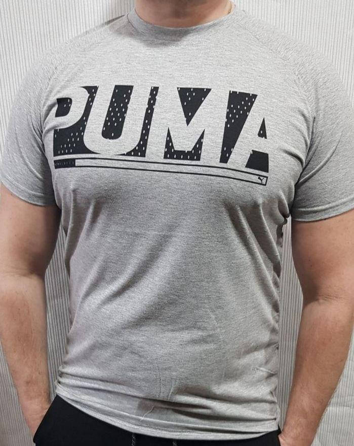 

Мужская спортивная футболка Puma светло-серая трикотаж коттон, Красный