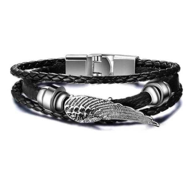 

Винтажный кожаный браслет с крылом Feather