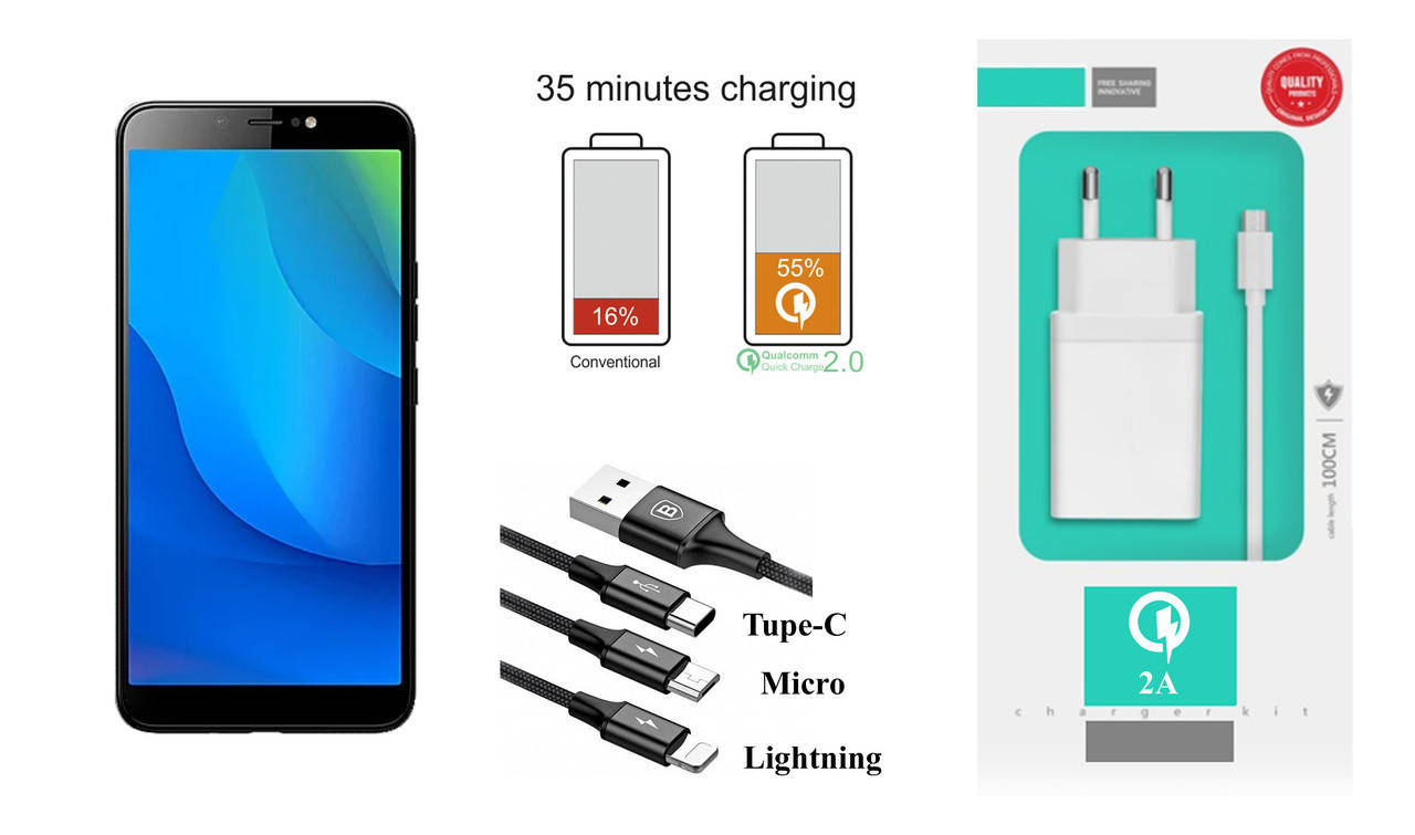 

Сетевое зарядное устройство Tecno Pouvoir 3 Air, Fast Charger 2.1A, Белый