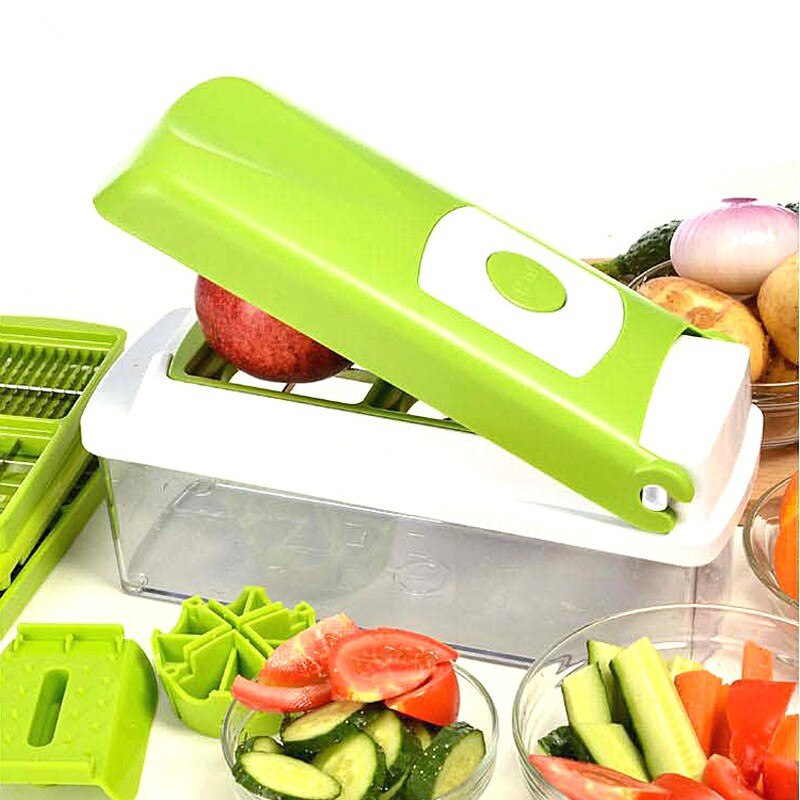 

Овощерезка для овощей и фруктов Найсер Дайсер Nicer Dicer Plus c набором насадок с контейнером ОРИГИНАЛ (GP), Зелёный