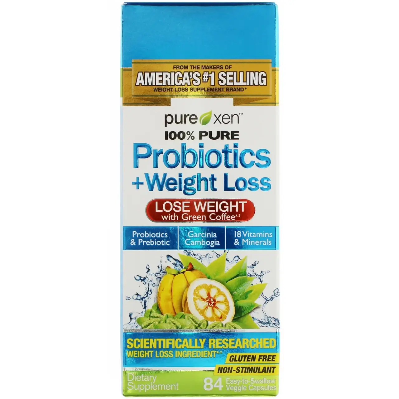 

Purely Inspired, Probiotics + Weight Loss, пробиотики и средство для снижения веса, 84 легко проглатываемые, Зелёный