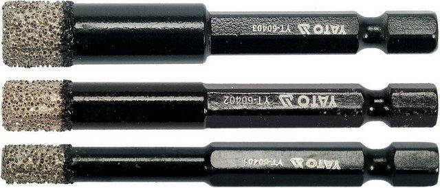 

Набор сверл по керамограниту 6,8,10 мм спеченный алмаз с парафином Yato YT-60409