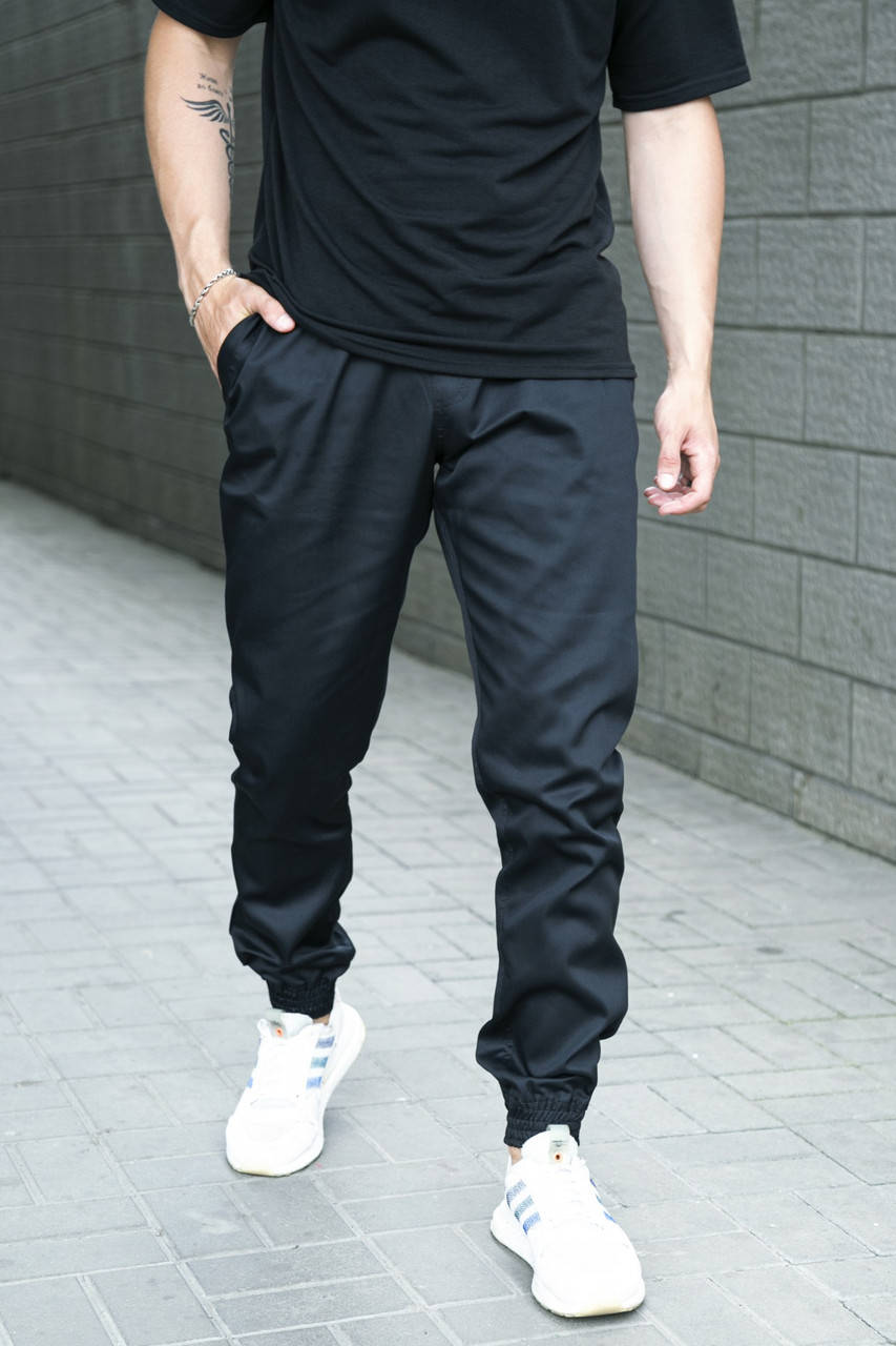 

Штаны карго мужские черные, брюки джоггеры зауженные на манжете M