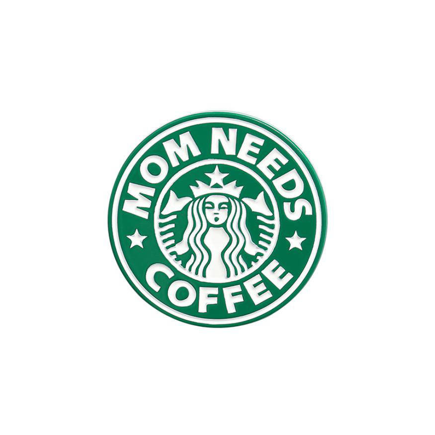 

"Маме нужен кофе Mom needs coffee" значок (пин) металлический