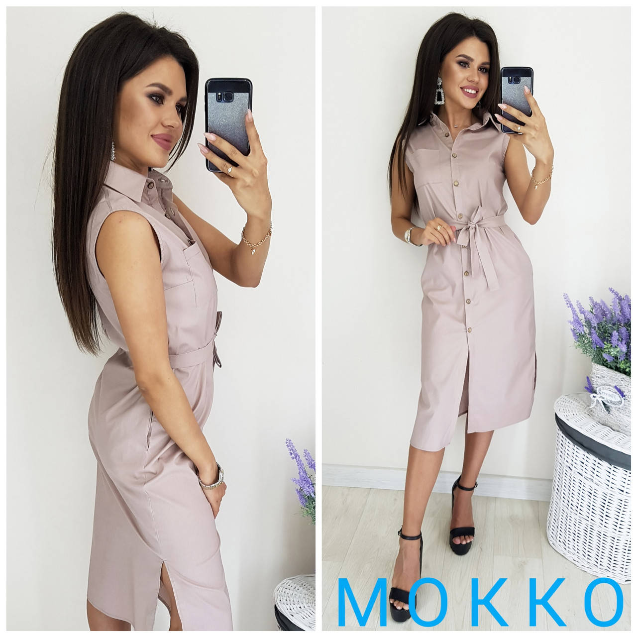 

Женское платье-рубашка миди