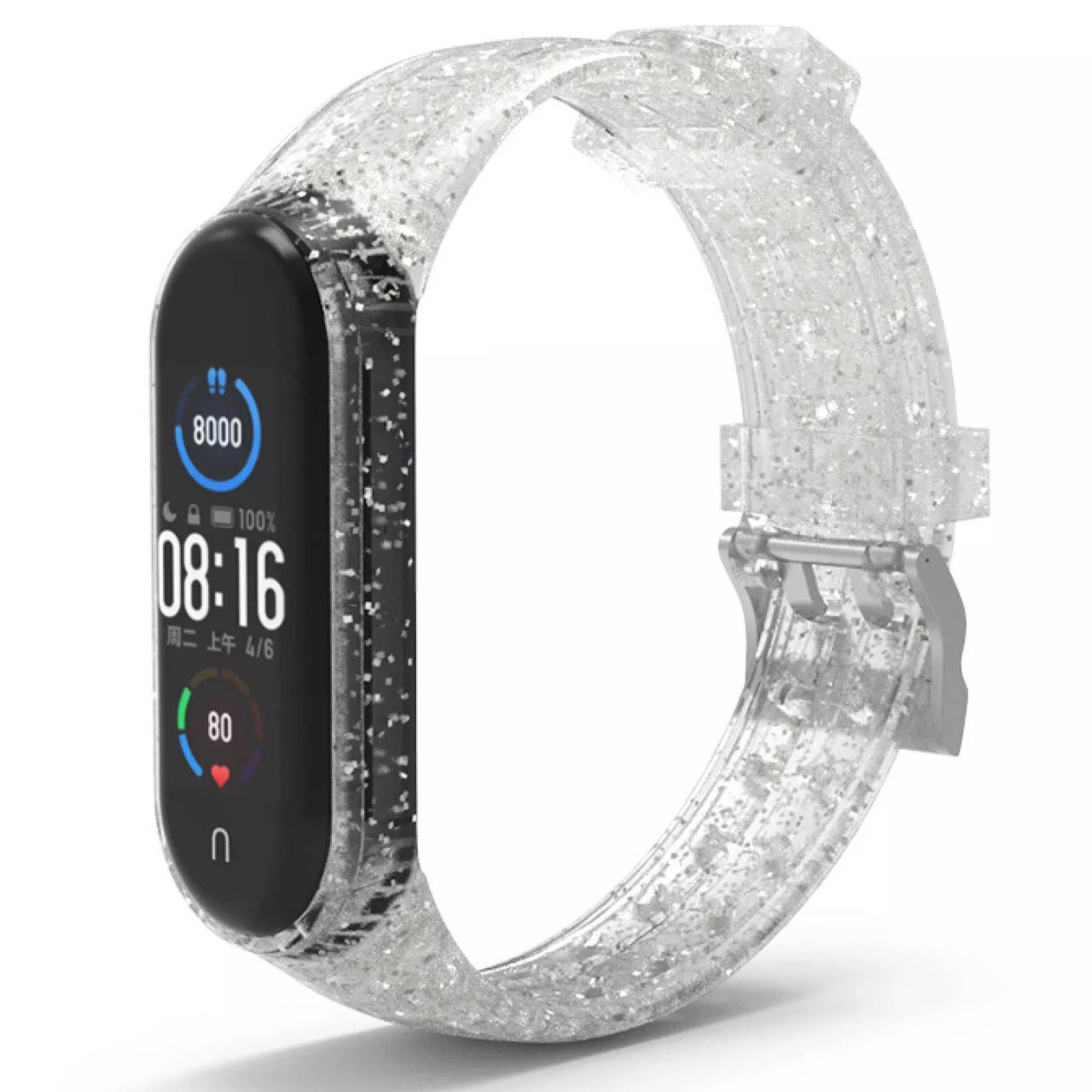 

Ремешок с блестками Glitter Strap для Xiaomi Mi Band 5 / 6 Silver