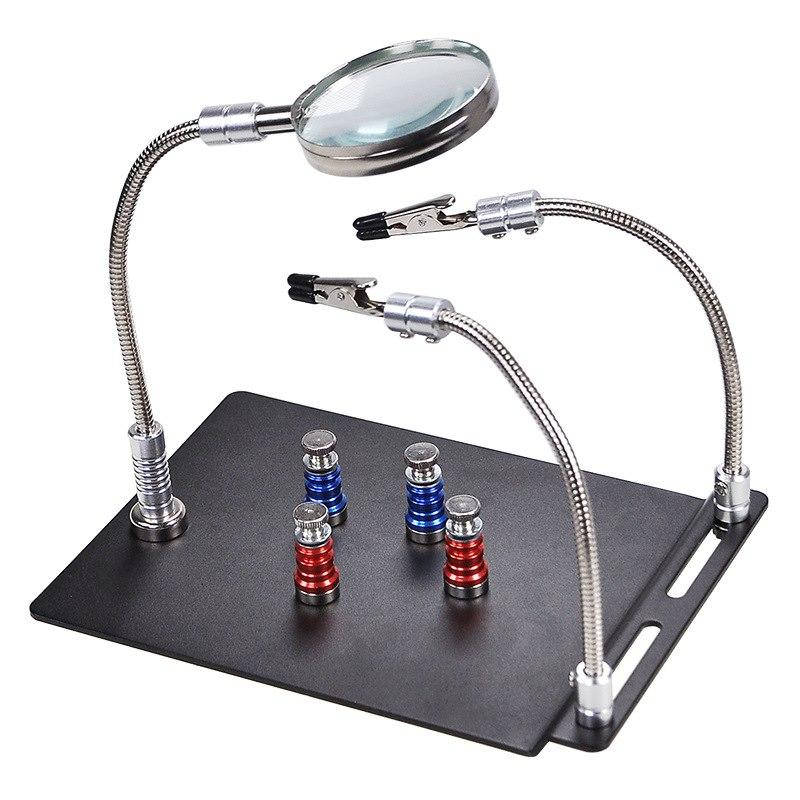 

Монтажный столик магнитный TE-804 держатель плат 210х145 мм с лупой