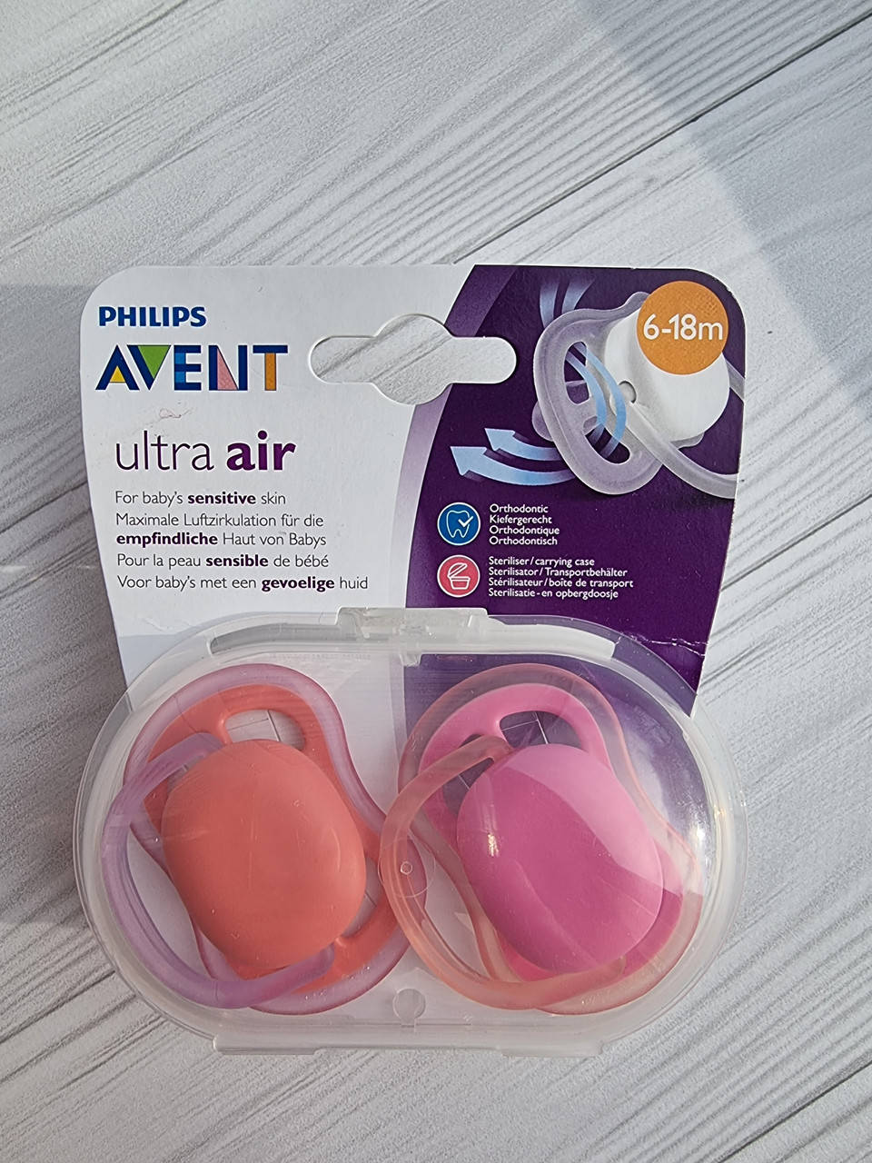 

Пустышки ортодонтические Philips Avent для девочки 6-18 мес (2 шт), Розовый