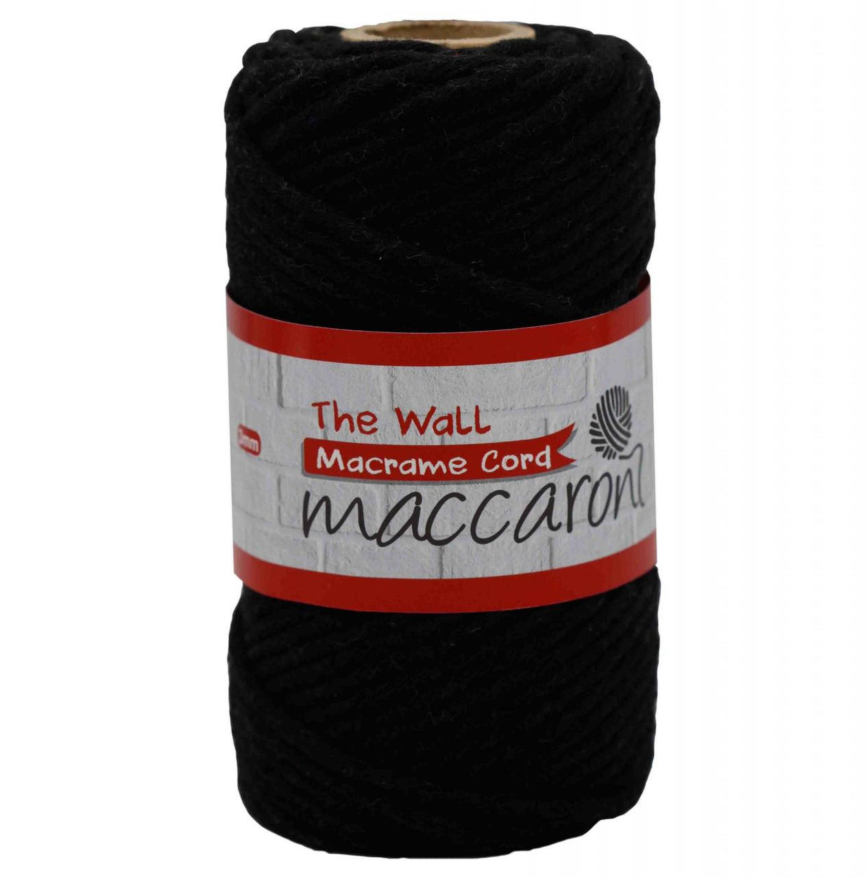 

Эко Хлопковый Шнур Macrame Cord The Wall Maccaroni 3 mm ,черный