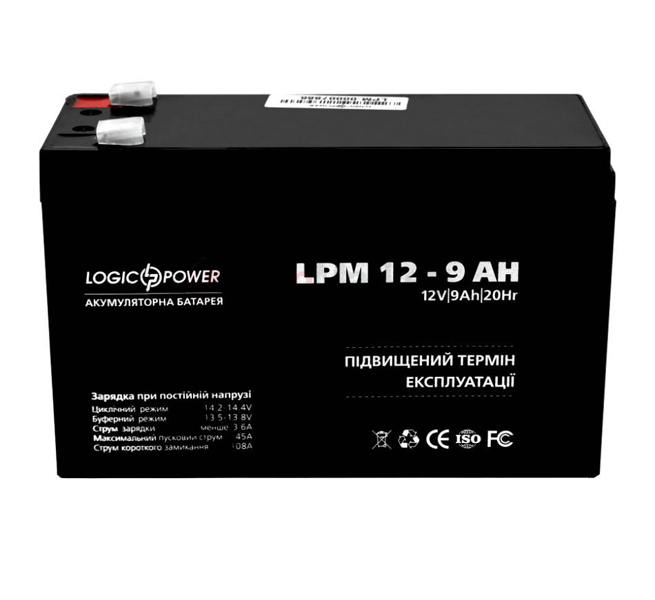 

Аккумуляторная батарея LogicPower LPМ 12 В - 9 Ач LPM гелевая AGM