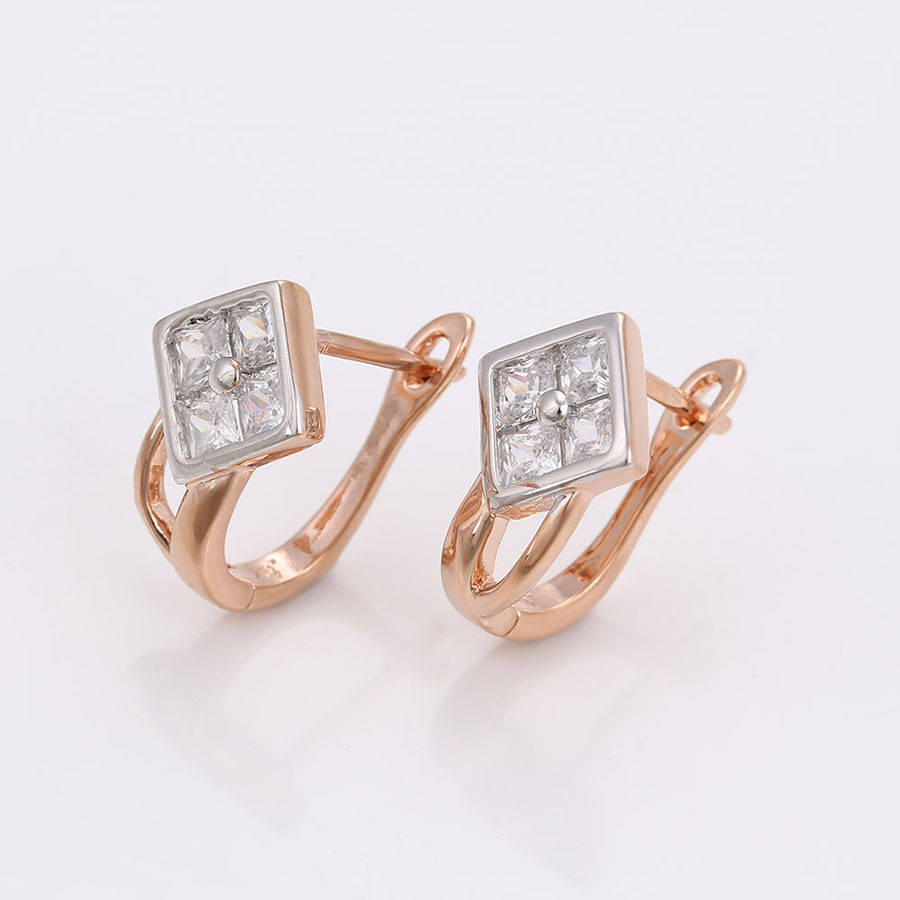 

Серьги с кубическим цирконием, англ.замок, позолота Xuping, 14К