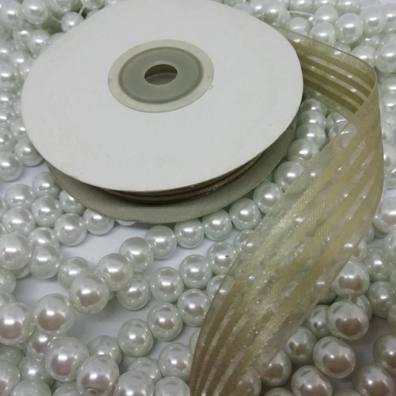 

Ленты органза с атласом полоса Цвет бежево-серый 18 мм 23 м, Розовый