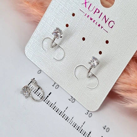 

Серьги каффы серебряные с камнями Xuping, женские сережки на хрящ уха под серебро бижутерия