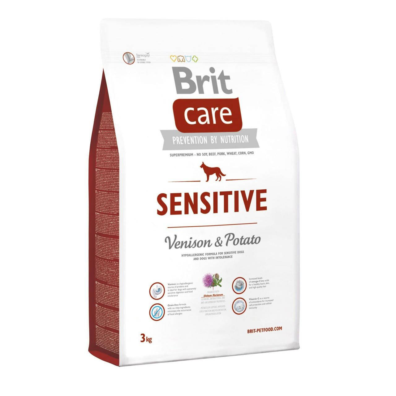 

Brit Care Sensitive Venison & Potato 3кг - гипоаллергенный корм для собак с олениной