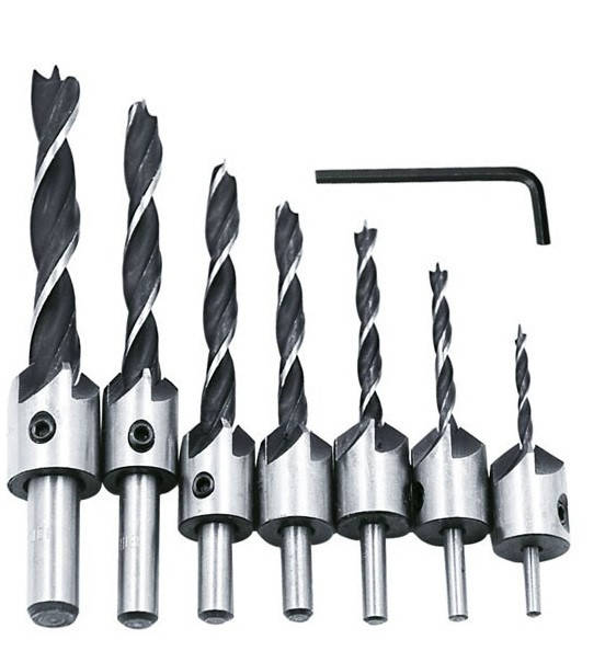 

Набор из 7 сверл с зенкером по дереву 3-10мм, цилиндрических