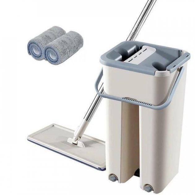 

Швабра Лентяйка Триумф с автоматическим отжимом Flat Mop, комплект швабра+ведро, Бежевый