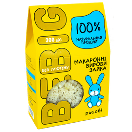

Макароны без глютена фигурные рисовые Зайчата тм Bebig, 300г
