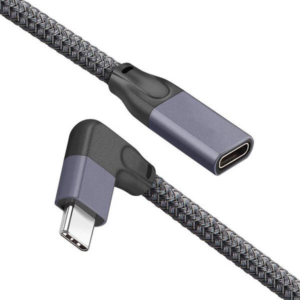 

Угловой удлинительный кабель iLoungeMax USB Type-C USB-C 3.1 10Gbp/s 90° 1м для MacBook | iPad, Черный