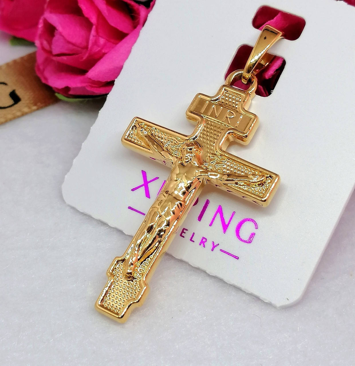 

Крестик из медицинского золота XP. Позолоченный кулон