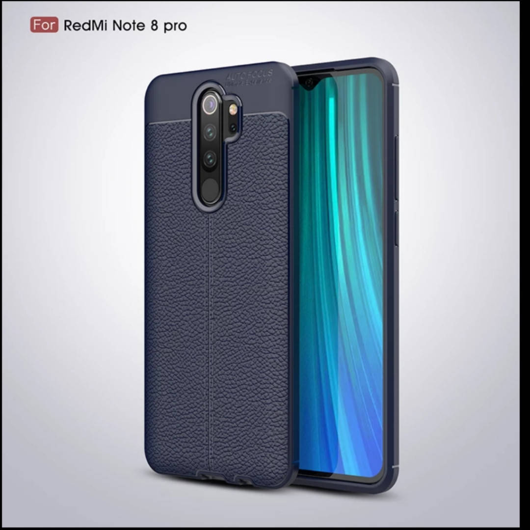 

Кожаный противоударный чехол бампер для Xiaomi Redmi Note 8 Pro / Редми Нот 8 про СИНИЙ