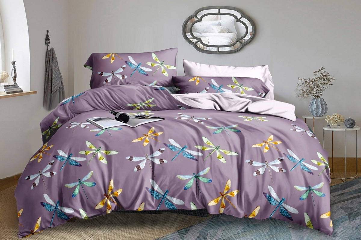 

Комплект постельного белья ЕВРО из ранфорса ТМ "Ловец снов", Стрекоза