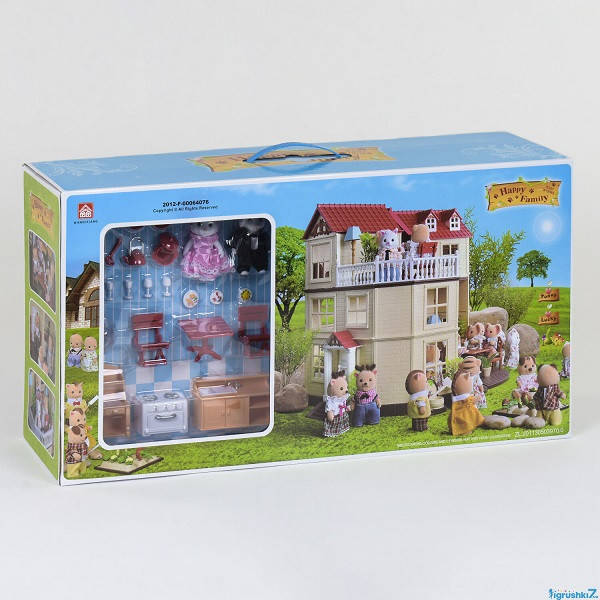 

ДОМ HAPPY FAMILY 012-10 мебель, 2 фигурки, подсветка