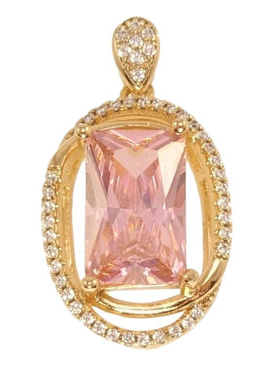 

Кулон Xuping Позолота 18K "Розовый кристалл в овале с цирконием"