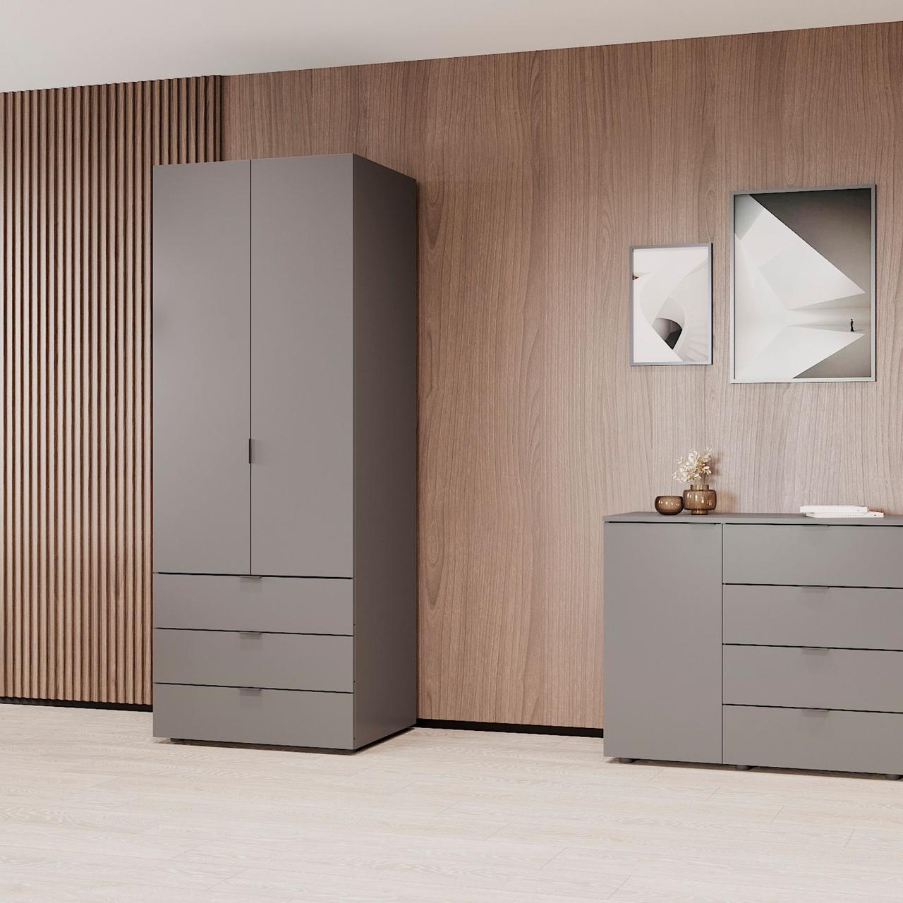 Розпашна Шафа для одягу Doros Гелар Графіт 2 ДСП 77,5х49,5х203,4 (80737023) 6