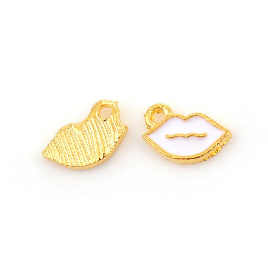 

Подвеска Finding Губы Золотистый Белая эмаль 9 мм x 6 мм