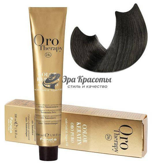 

Безаммиачная крем-краска для волос 5.1 Светло-коричневый пепельный Oro Therapy Color Keratin Fanola, 100 мл