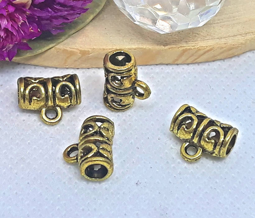 

Бейл Трубочка с петлей 11х5х9 мм Золото античное держатель кулона, Золотистый