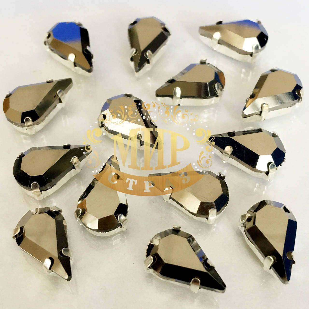 

Cтразы в цапах Капля, Размер 8x13, Цвет Hematite