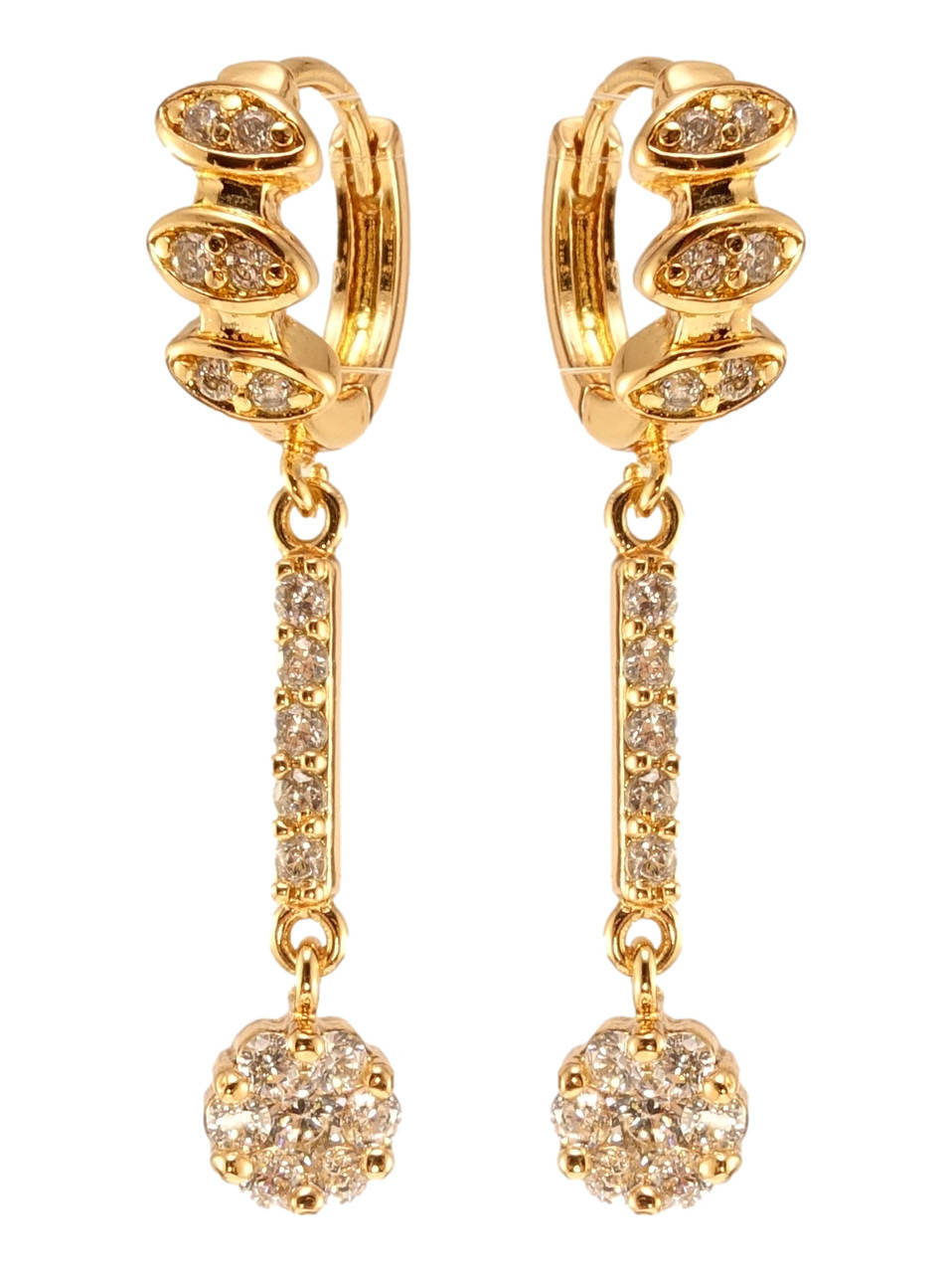 

Серьги Xuping Позолота 18K подвески на колечках "Яркий блеск циркония"