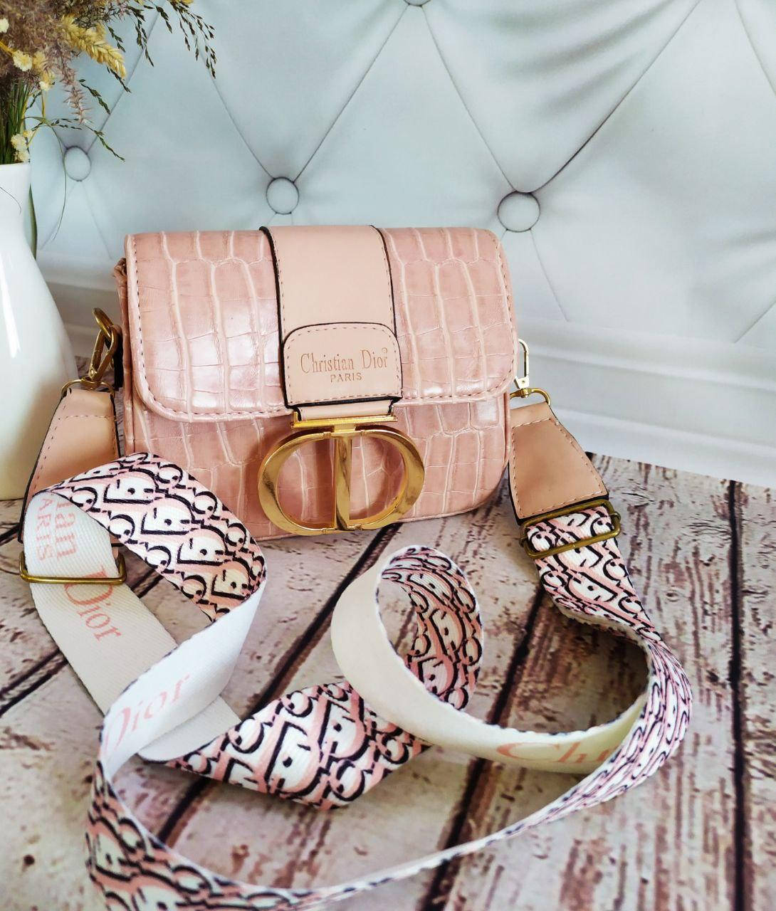 

Маленькая женская сумочка с принтом Dior, Розовый