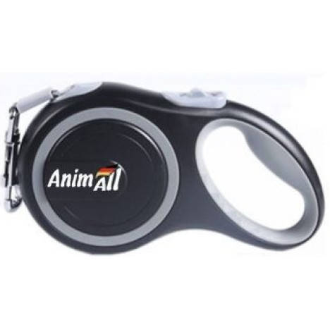 

Поводок-рулетка AnimAll для собак весом до 50 кг, 5 м, L серо-чёрный, Энимал, Серый
