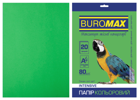

Бумага цветная А4 80г/м2 INTENSIV зеленая 20л.