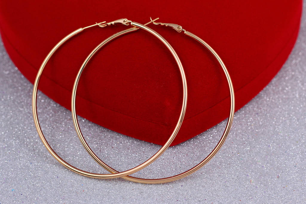 

Серьги кольца Хuping Jewelry гладкие 7 см золотистые