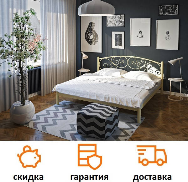 

Металлическая кровать Лилия фабрика Tenero 140х190, Коричневый
